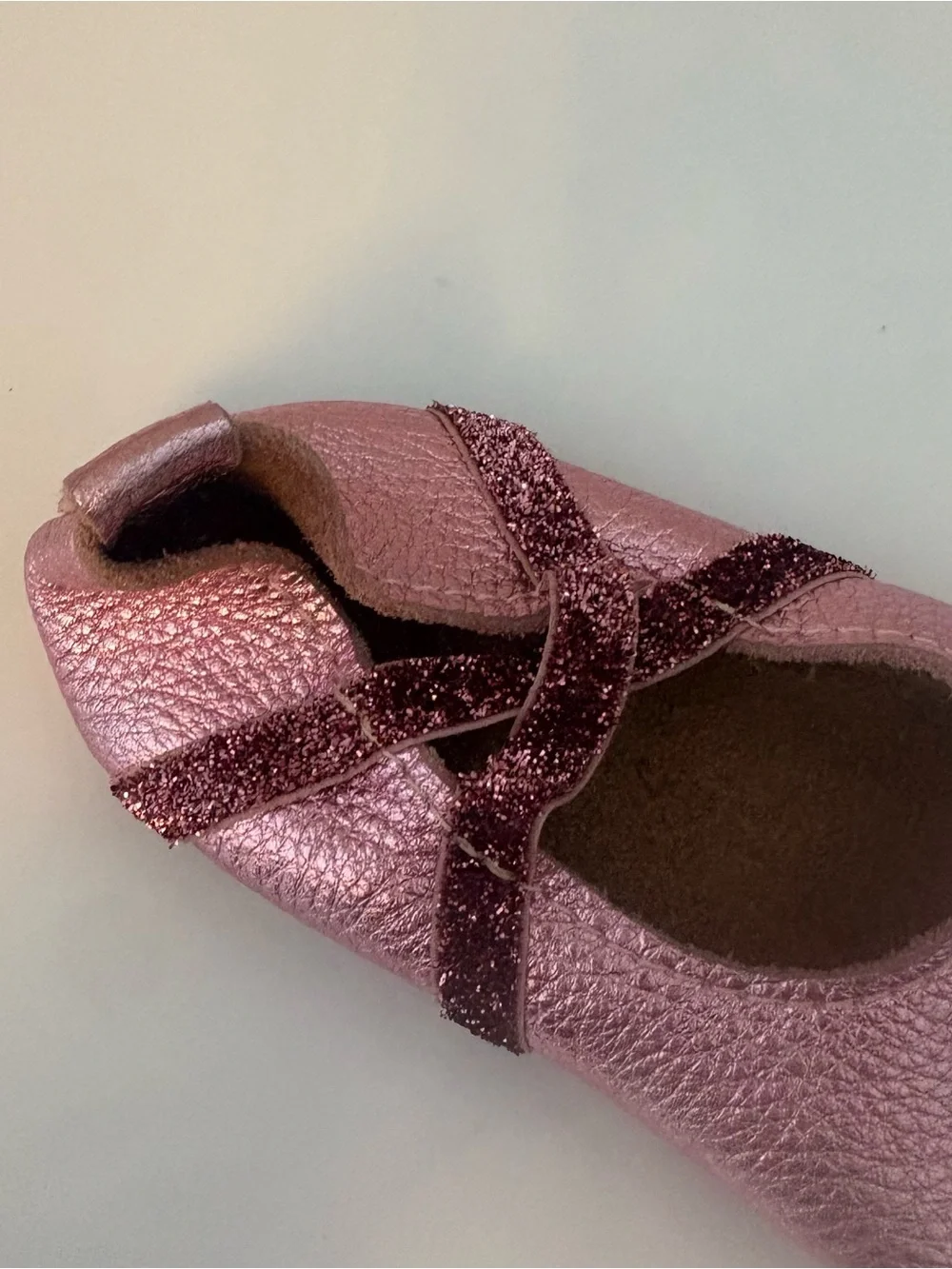 Freshly Picked frosted rose shiny metallic ballet slipper size 5